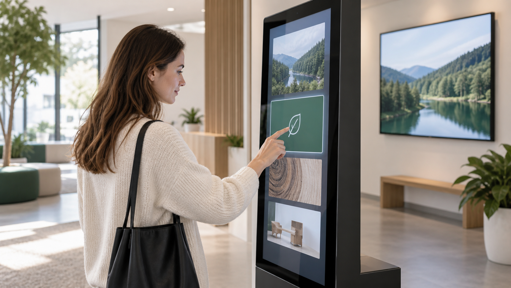 Návštěvnice ovládá samostatný dotykový panel v showroomu.