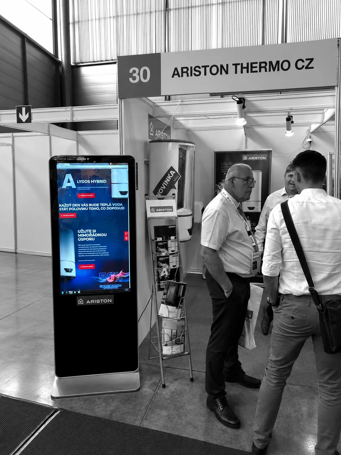 Ariston – Digitální panel jako součást veletržního stánku Ariston Thermo CZ.